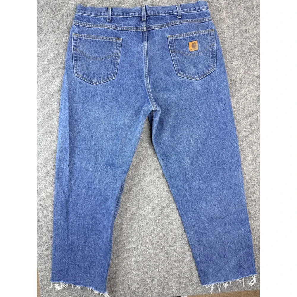 Carhartt B17 DST Relaxed Fit Jeans Mens 40x34 Blue Denim Custom Cut Raw Hem 28in